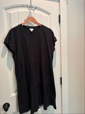 J. Crew Black Tiered Short Sleeve Dress